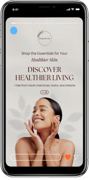 Social media story design shown on a phone